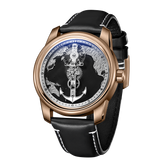 OBLVLO JM-Sailing Best Affordable Luxury Rose Gold & Black Cold Enamel Dial Automatic Unique Dress Watches For Men